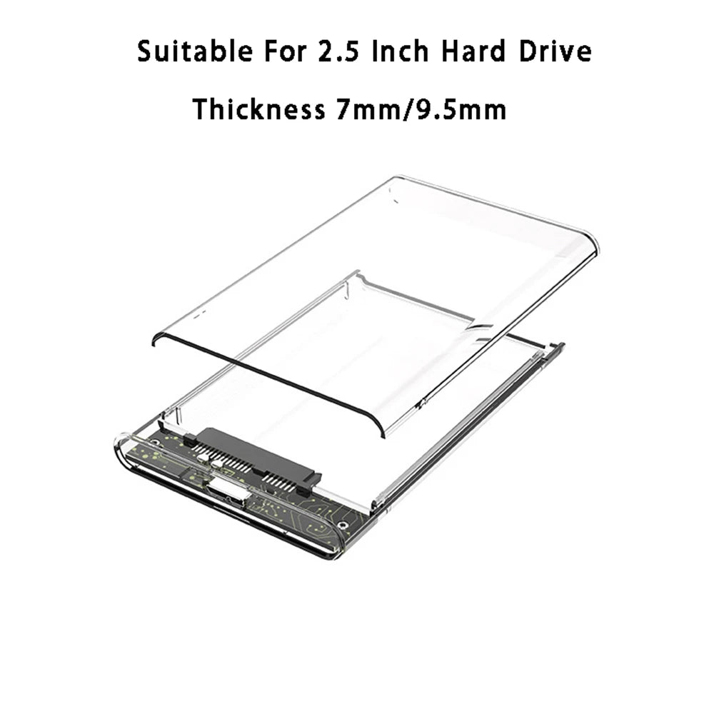 USB 3.0 2.5 Inch HDD Enclosure - SATA SSD Hard Drive Case with 5Gbps Transfer Speed, External Housing with Cable