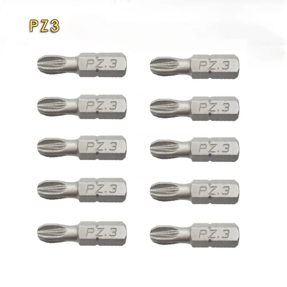 10-Pcs 25mm Anti-Slip Magnetic Hex Shank Screwdriver Bit Set – PH1, PH2, PH3, PZ1, PZ2, PZ3 Drill Bits