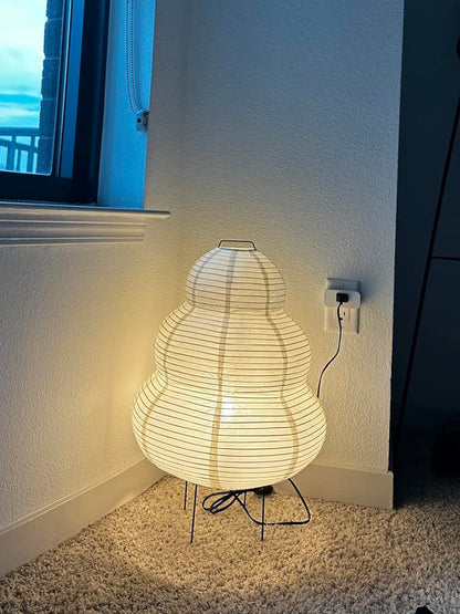Japanese Style LED Rice Paper Desk Lamp – Tricolor Dimming Home Art Decoration for Living Room, Hotel, Bedroom & Bedside Night Light