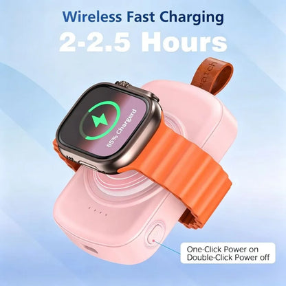 Portable Magnetic Apple Watch Charger - 1800mAh Keychain Charging Dock for Apple Watch Ultra, Series 4–11 and SE
