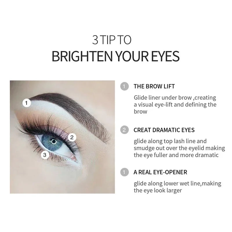 Waterproof White Eyeliner Pencil – Quick-Dry, Long-Lasting No-Bloom Eye Liner Pen for Professional Makeup