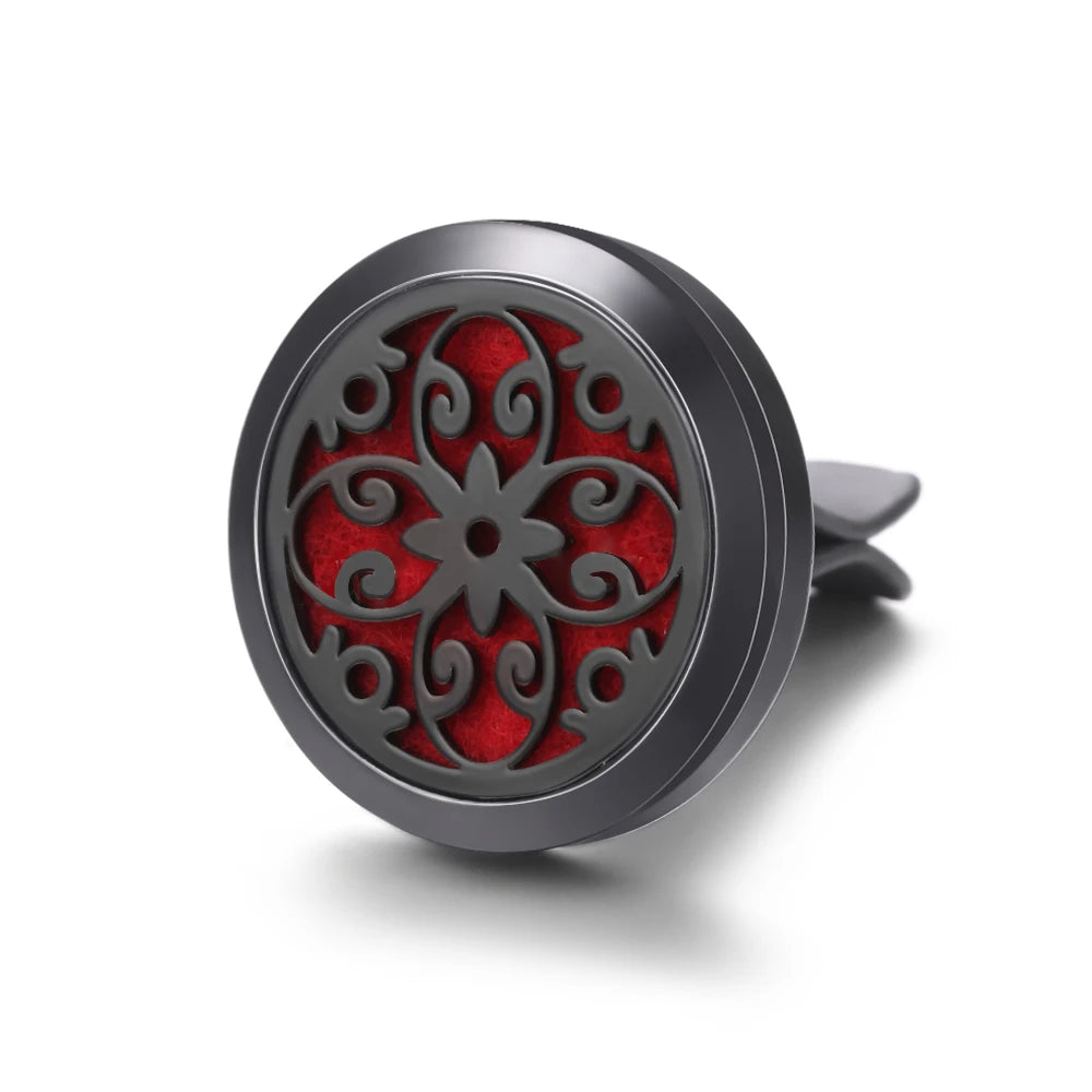 All-Black Tree of Life Car Air Freshener – Stainless Steel Aromatherapy Essential Oil Diffuser Locket Pendant
