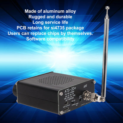 Portable ATS 20+ World Band Digital Radio Receiver – Easy to Read, Lightweight, Professional for Home & Outdoor Camping