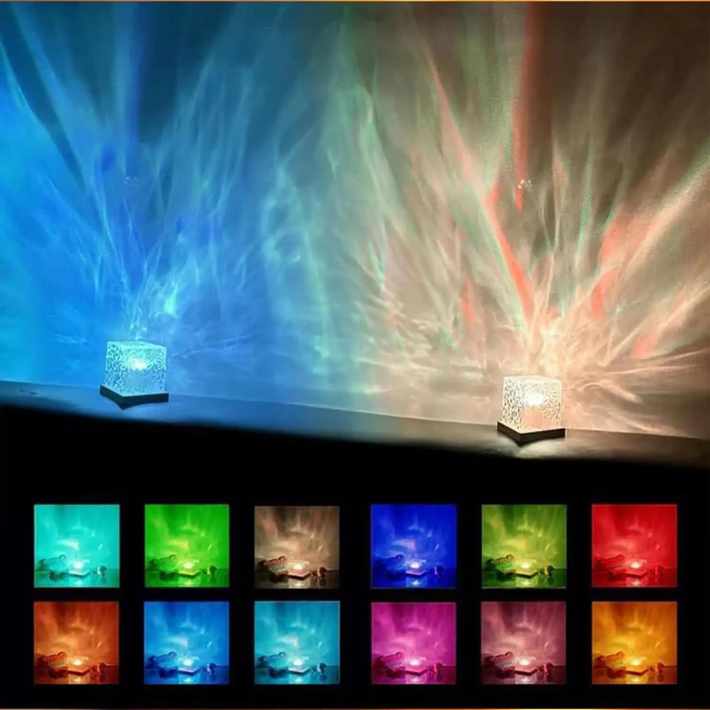 Ocean Wave Projector Light – 16 Colors Aurora Glow Lamp, Underwater Projector for Home, Office, Bar, Restaurant Night Light
