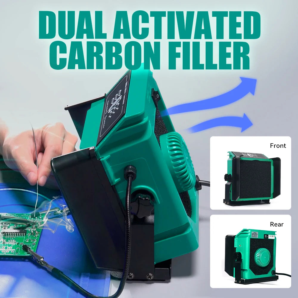 YIHUA 948DQ-I 200W Soldering Fume Extractor – Smoke Filter with 2 Helping Hands