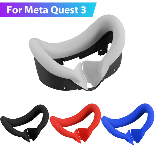 Silicone VR Face Mask for Meta Quest 3 — Sweatproof, Lightproof Facial Interface Cushion, VR Accessories