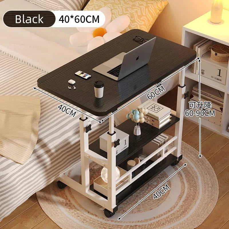 Adjustable Laptop Desk with Wheels - Portable Mobile Computer Table for Bedroom, Office & Study