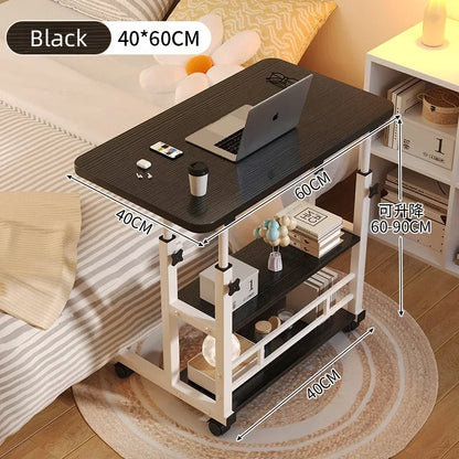 Adjustable Laptop Desk with Wheels - Portable Mobile Computer Table for Bedroom, Office & Study