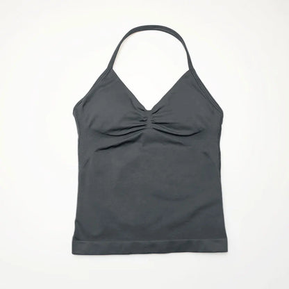 Women’s Longline Strappy Sports Yoga Vest Open Back Gym Tank Top Halter Running Fitness Bra Workout Top NCLAGEN Impact Style