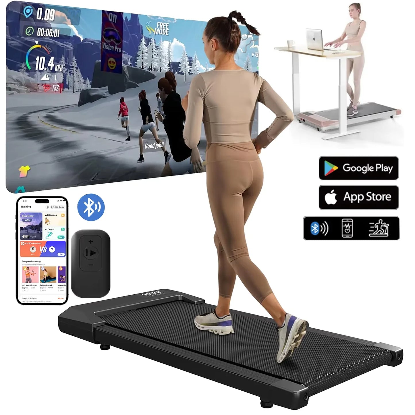 300lbs Home Treadmill – 2.5HP 2-in-1 Walking & Running Pad with LCD Digital Display, Fitness Exercise Machine