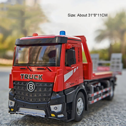 1:24 Electric Flatbed Cement Pump Truck Model — Diecast Alloy Toy with Sound & Light, Doors Open, Gift for Boys