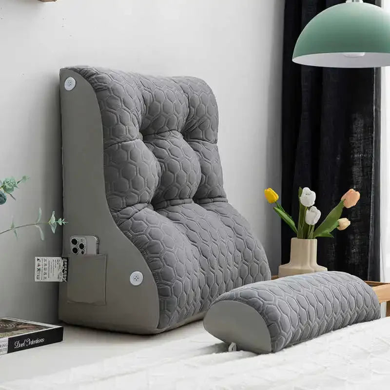 Soft Lumbar Bedside Cushion – Wedge Pillow for Back Support, TV Lounger & Reading, Decorative Bed Pillow