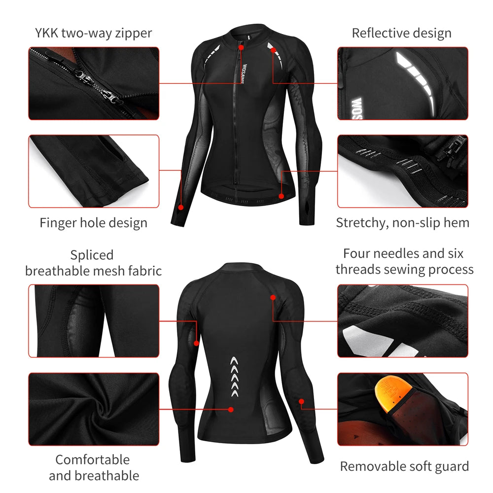 WOSAWE Women’s Motorcycle Jacket — CE Certified Body Armor, Summer Motocross & Downhill Riding Gear with Reflective Protection