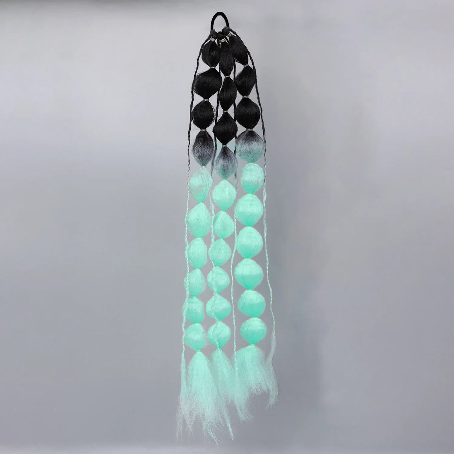 Colorful Bubble Braid Ponytail Extension – Long Lantern Braided Synthetic Hairpiece with Tie