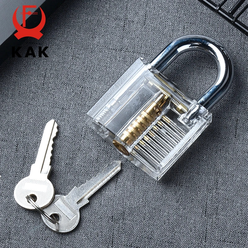 KAK Transparent Practice Padlock - DIY Cutaway Lock Picking Training Tool with Keys for Locksmith Practice