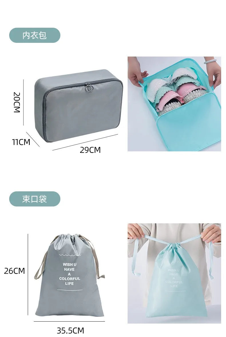 7/8/9/10-Pcs Travel Organizer Set — Portable Packing Cubes for Luggage, Clothes & Shoes, Foldable Storage Bags