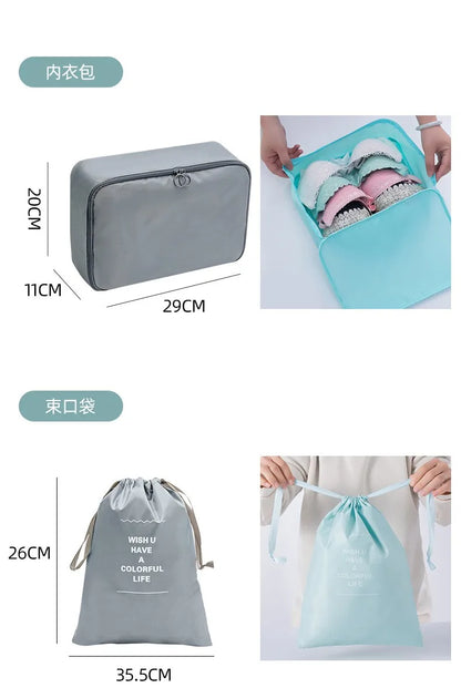 7/8/9/10-Pcs Travel Organizer Set — Portable Packing Cubes for Luggage, Clothes & Shoes, Foldable Storage Bags