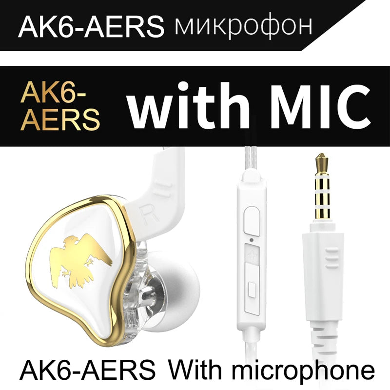 QKZ AK3 Wired Earphones - HiFi Bass Headphones with Microphone for Gaming, Sports & Music