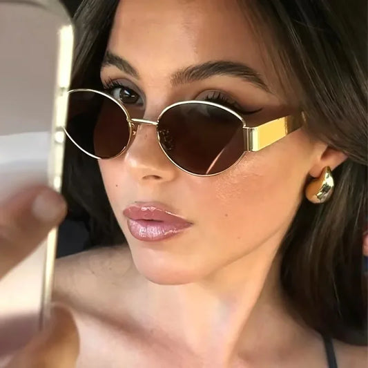 Advanced Metal Sunglasses – Fashion Oval Glasses, Designer Vintage Sun Glasses, High-Quality Oculos De Sol 2024