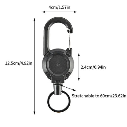 Anti-theft Metal Retractable Keychain: Easy-to-pull Buckle Rope Elastic Key Ring - Secure Ski Pass and ID Card Holder