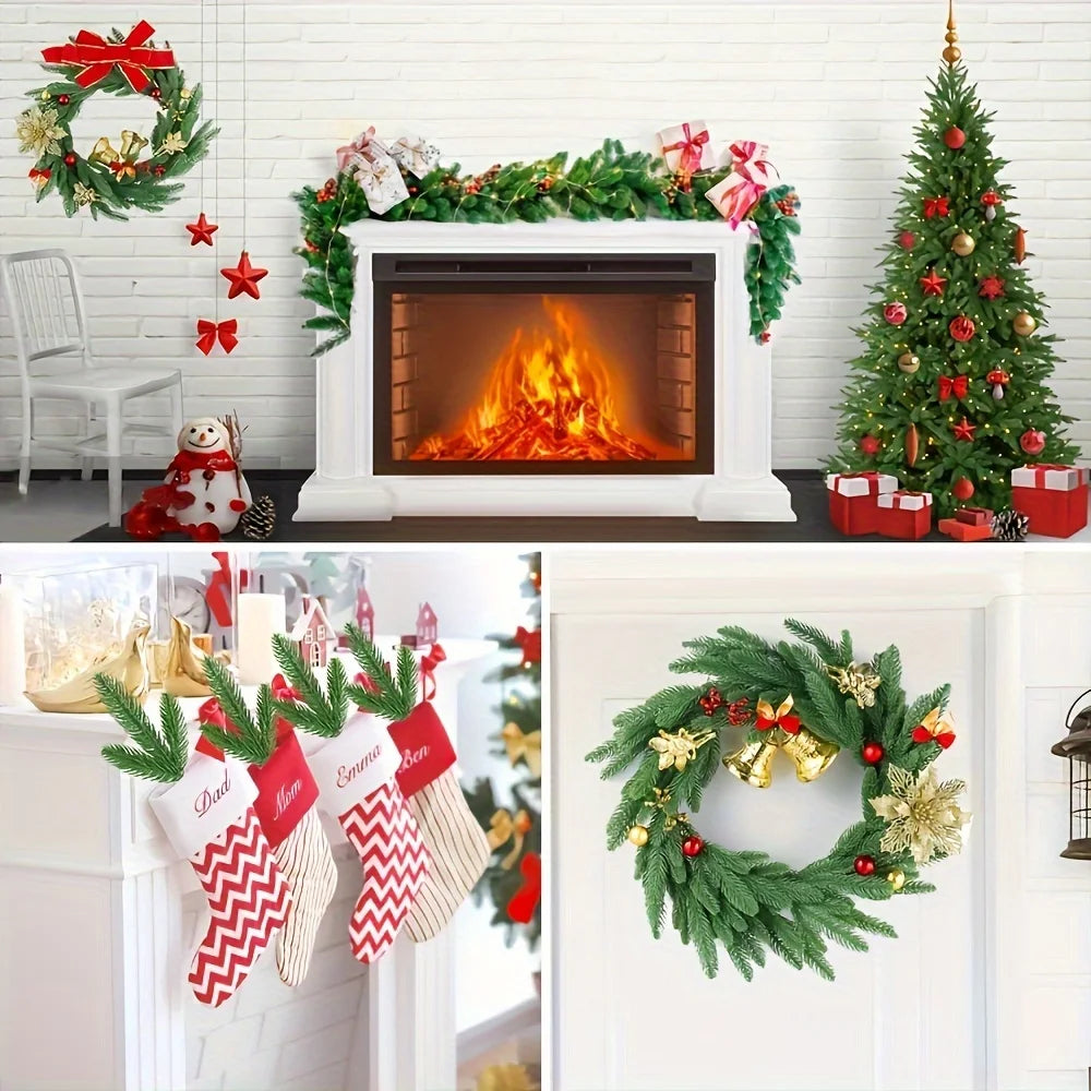 20pcs Artificial Green Pine Branches – DIY Christmas Tree & Winter Home Decor