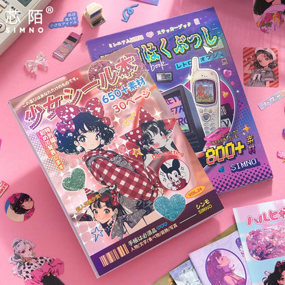 30 Sheets Japanese Style Sticker Book - Cute Cartoon Die Cut Stickers for DIY Scrapbooking Journals & Crafts