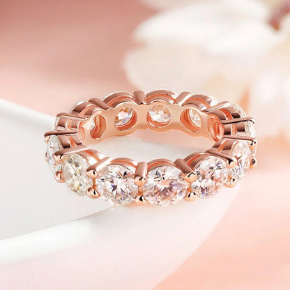 Smyoue Rose Gold Moissanite Ring for Women 3/3.5/5mm — 925 Sterling Silver Sparkling Wedding Band with GRA Certificate