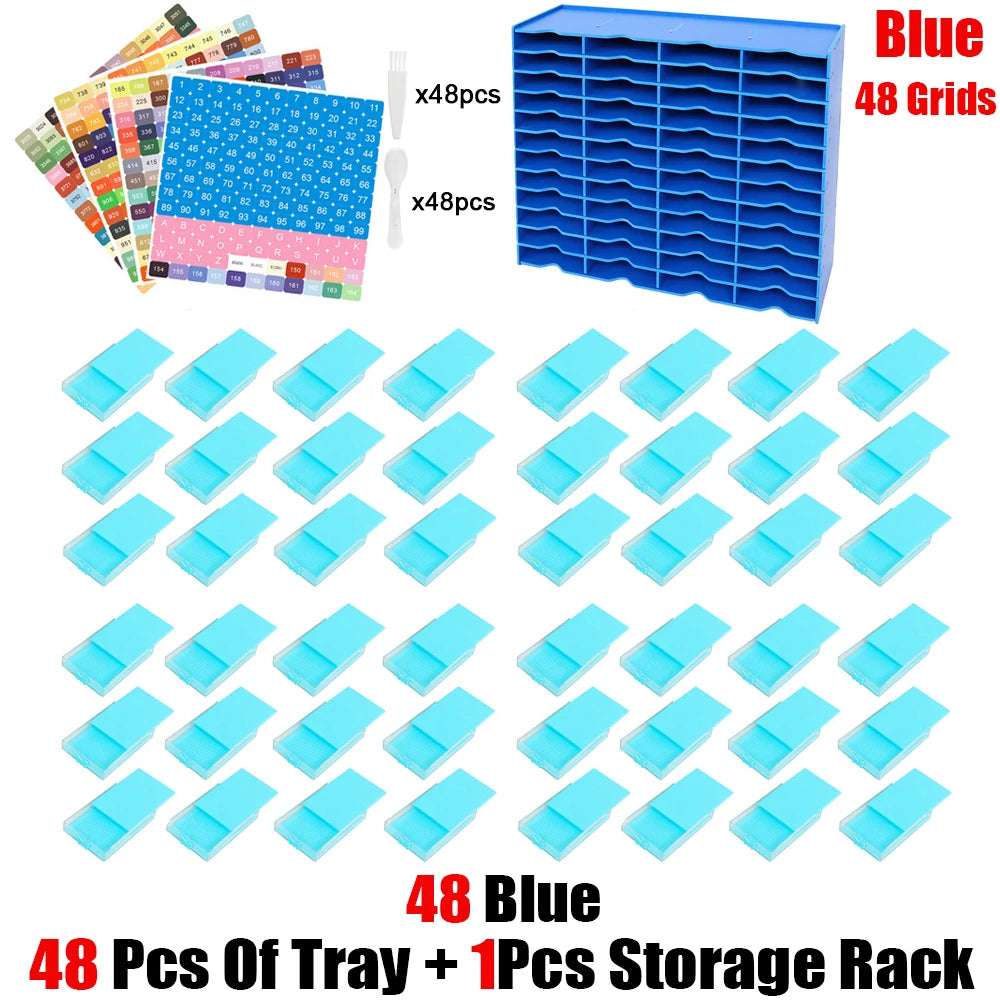 HOMFUN 5D Diamond Painting Tray Kit – 12/24/48 Slots with Storage Rack Organizer for Drill Plate Accessories