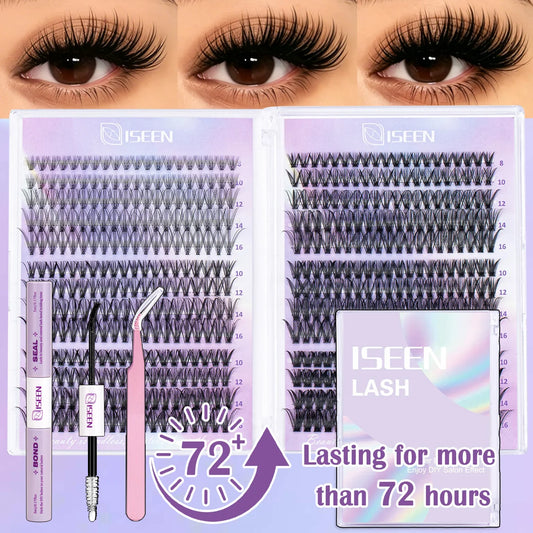 DIY Lash Clusters Kit – Wispy Natural C Curl Eyelash Extensions 8–16mm with Bond & Seal for Salon-Style Eyelash Makeup