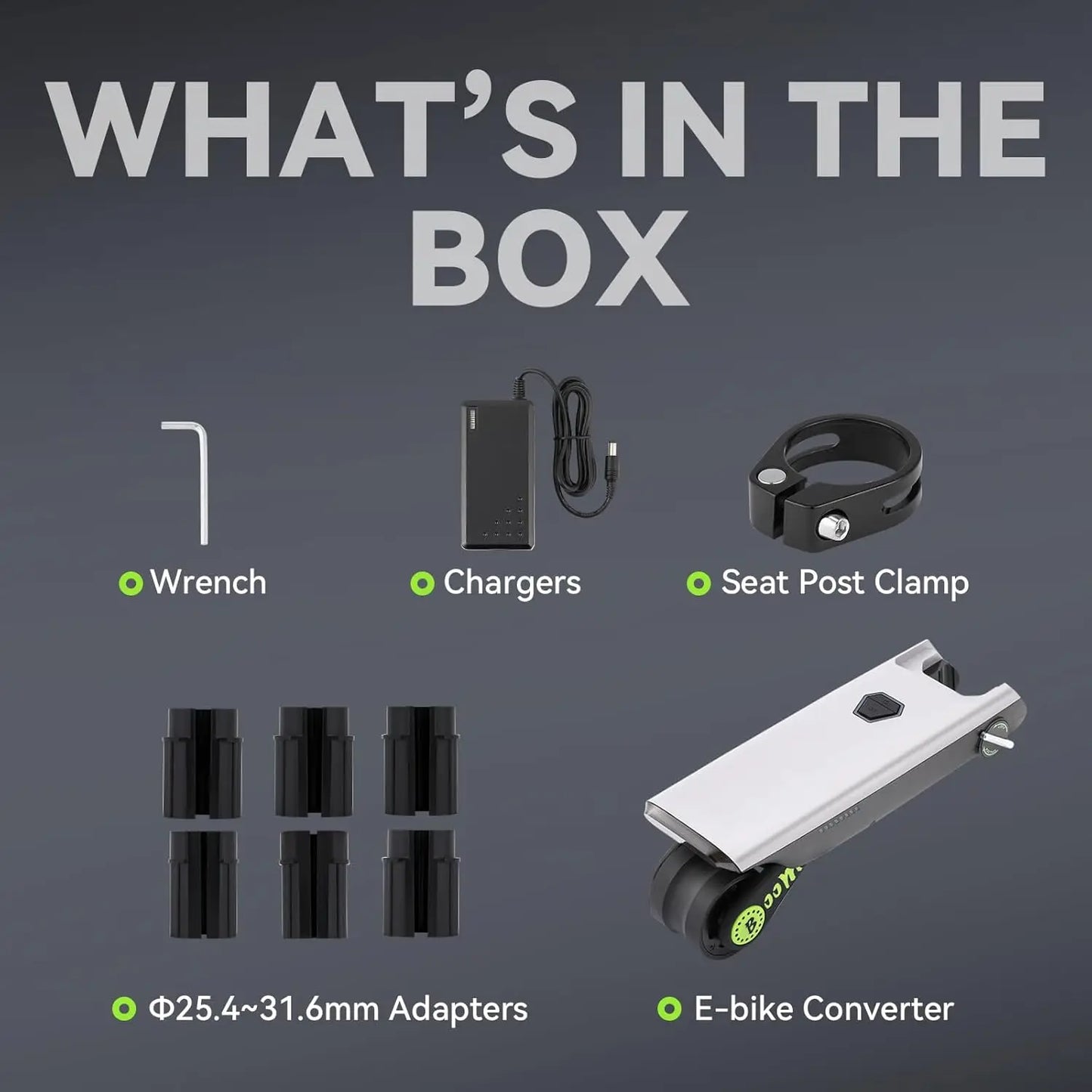 Electric Bike Conversion Kit — 31-Mile Range Pedal Assist with 12V 10AH Battery, 15.5MPH, Tool-Free Installation