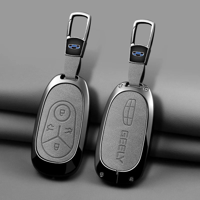 Geely Car Key Case with Leather and Zinc Alloy - Protective Key Fob Cover for Starlight, EX2, GEOME, Galaxy and Discovery Youth Edition