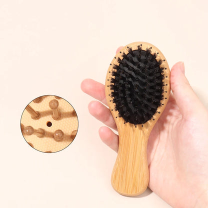 Bamboo Mini Airbag Anti-Static Cushion Hair Brush — Reduce Hair Loss, Women’s Styling Comb