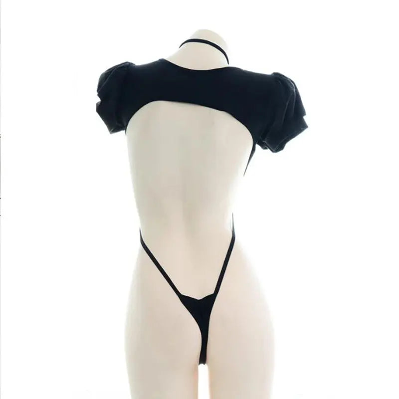 Backless Strappy Bandage Lingerie Set – One-Piece Bikini Costume for Women, Sexy Pajamas & Cosplay Uniform