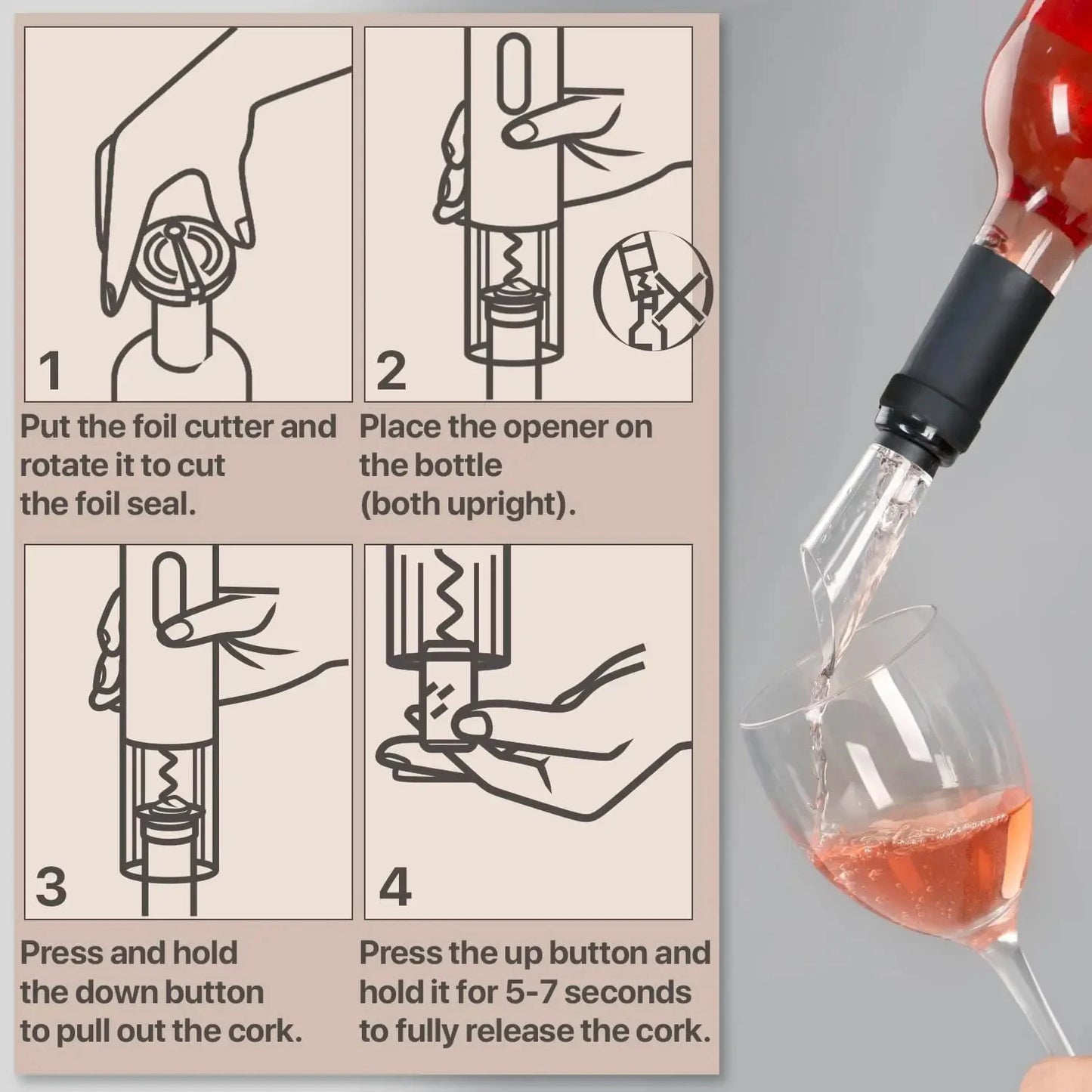 Electric Wine Bottle Opener – Automatic Rechargeable Red Wine Corkscrew with One-Click Operation, Kitchen Wine Tool