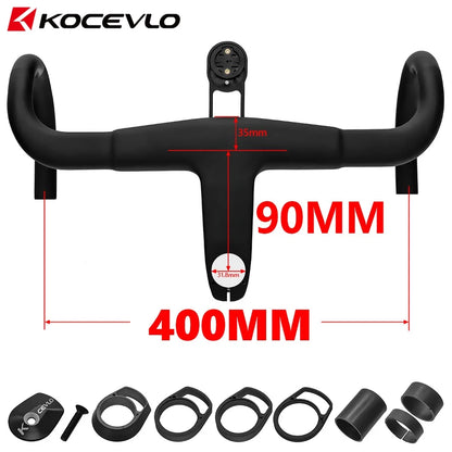 KOCEVLO H11 Carbon Road Bike Handlebar with Stem - Integrated Handlebar 370/390/400/420mm for 28.6/31.8mm Systems