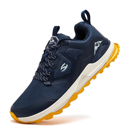 HOBIBEAR Unisex Hiking Sneakers - Lace-Up Artificial Leather Walking Shoes for Outdoor Adventures and Travel