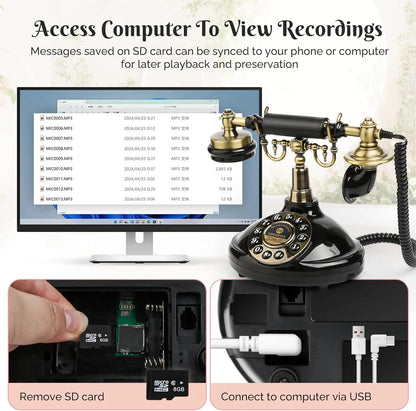 Vintage-Style Audio Guest Book Phone - Voicemail Recorder for Weddings, Graduations, Retirements, Birthdays & Baby Showers