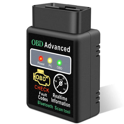 OBD2 Bluetooth Scanner Adapter - Wireless Car Diagnostic Code Reader for Engine Light Reset & Fault Clearing