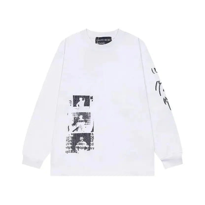 Washed Casual Hoodie Sweatshirt — Unisex Loose-Fit Street Style Crew Neck with Lip Print Letter Design, Vintage Comfortable Top