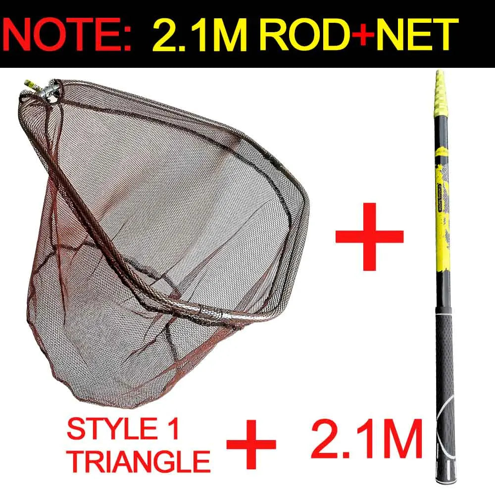 JOSBY Telescopic Foldable Fishing Net – 2.1M/3M/4M Lightweight Carbon Fiber Landing Net for Carp & Sea Fishing
