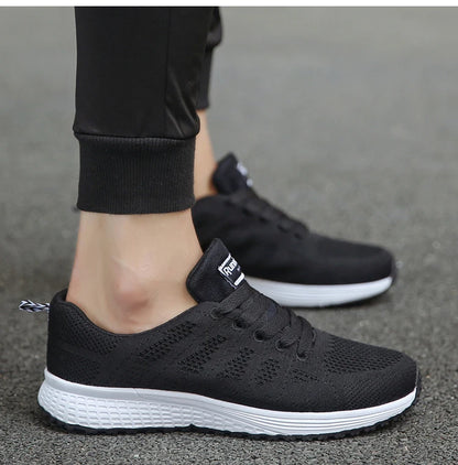 Women's Lightweight Lace-Up Flats – Fashionable Round Toe Nurse Sneakers, Comfortable Walking Shoes, Plus Size Available