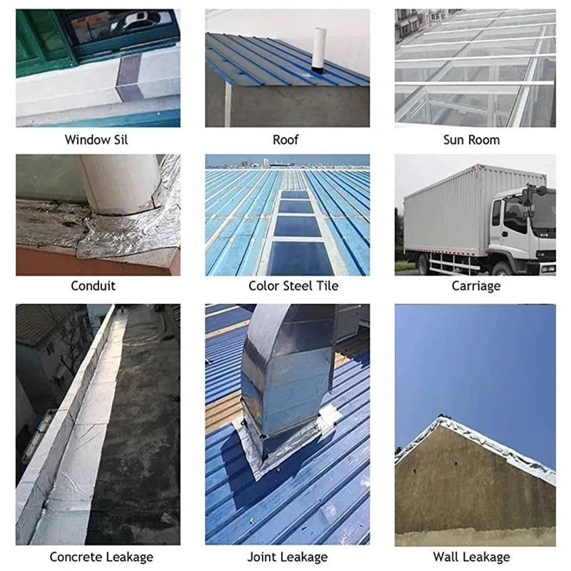 High Temperature Resistant Waterproof Tape - Aluminum Foil Thicken Butyl Tape for Wall, Pool, Roof Crack Repair - Self-Sealing Duct Tape