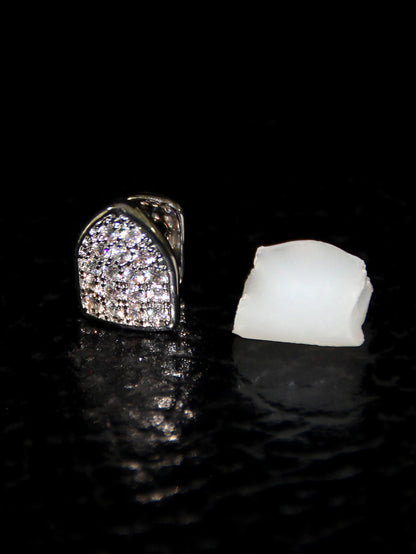 Full Zircon Inlaid Teeth Decoration – Hip Hop Style Single Teeth for Men & Women, Perfect for Dating & Party Wear