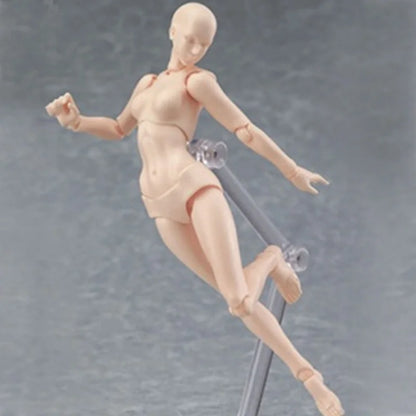 13cm Wooden Art Mannequin Figure – Male & Female Movable Body Drawing Model for Sketching, Painting & Anime Pose Reference