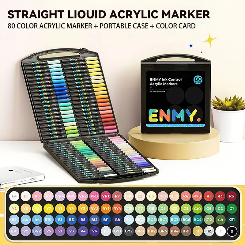 ENMY Acrylic Paint Marker Pens – Soft Tip, Direct Liquid Graffiti, Quick-Dry Pigments for Felt & Art Supplies