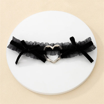 Lolita Lace Garters – Gothic Punk Cross Heart Bow Thigh Choker Leg Belt for Women Lingerie & Cosplay