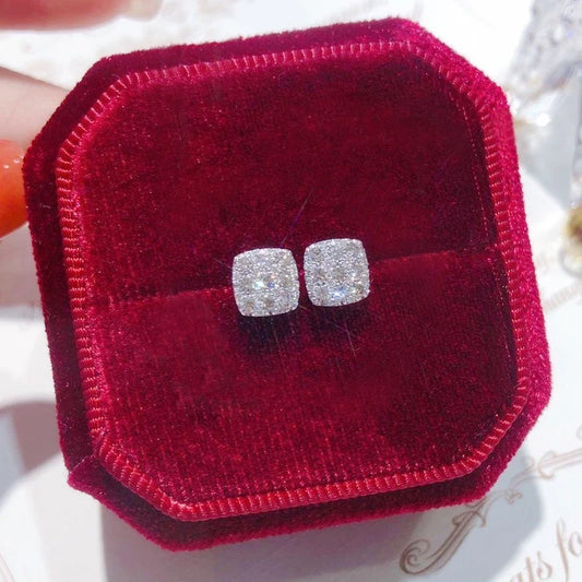 Silver Geometric Square Stud Earrings - Fashion Daily Wear Earrings for Women