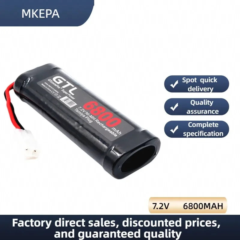 New 7.2V 6800mAh NiMH Battery Pack – Rechargeable Power for RC Cars, Trucks & Tanks