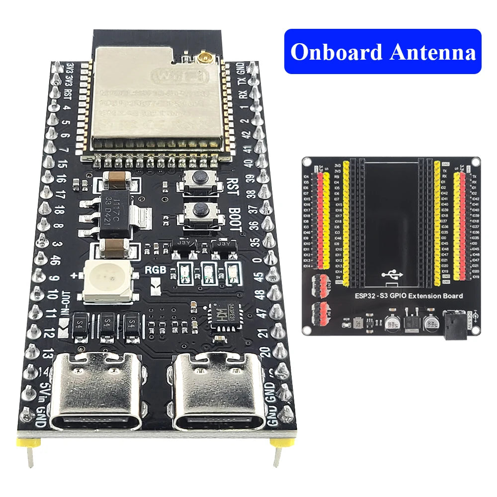 ESP32-S3 Development Board Kit – 2.4GHz WiFi & Bluetooth Module with Expansion Adapter, Type-C Interface (ESP32-S3-1 N8R2 N16R8 44-Pin)