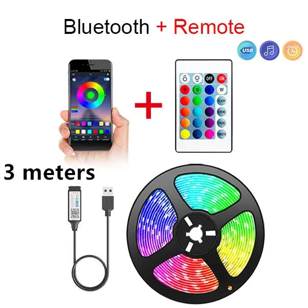 Bluetooth LED Strip Lights – Smart SMD 5050 with APP & Remote Control, Flexible Tape for TV Backlight & Home Decor
